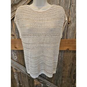 NWT WHBM career casual layering loose knit sequin beige top oversized stretch XS